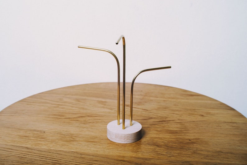 Anea 3 stems Professional jewelry support Wood and brass