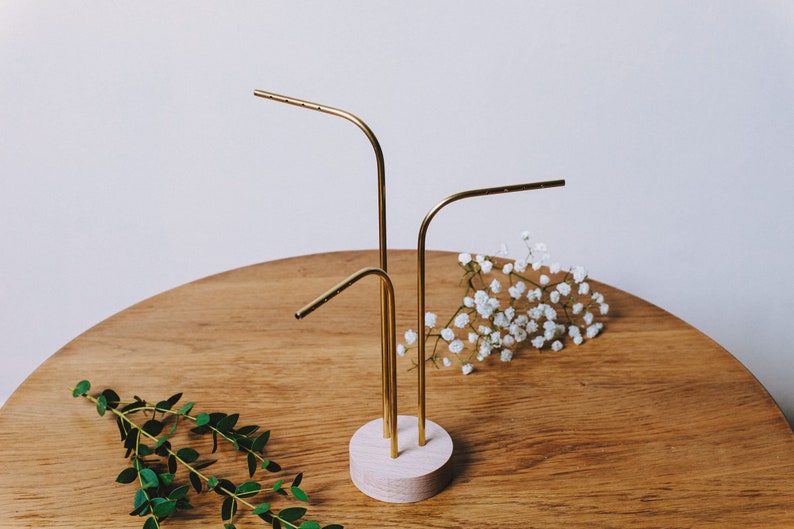 Anea 3 stems Professional jewelry support Wood and brass