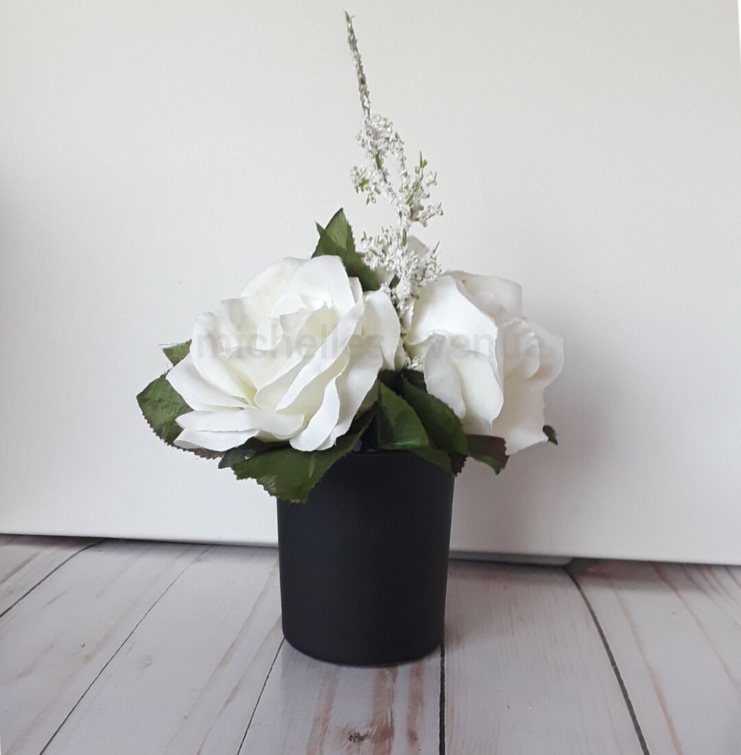 Black Decor, Matte Vase White Rose Decor, Matte Vase, Black Vase, Matte