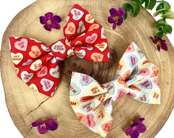 Cute Heart Cat Dog Bow Tie Bowtie - Love Heart Red White Bows For Dogs Cats Cute Funny Pet