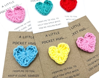 Pocket Hug Heart | Handmade Crochet Keepsake | Miss You | Thinking Of You | I Love You | Husband Wife Friend Mum Dad Girlfriend Boyfriend