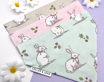 Easter Bunny Dog Bandana - Cat Bandana - Over The Collar Banadana - Easter Egg Easter Bunny Pink Green Beige Handmade Fabric Pet Bandana