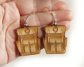 mira engraved Lantern lover earrings camping jewelry wooden laser cut earrings glowforge camper life ideas hiking girlfriend gift