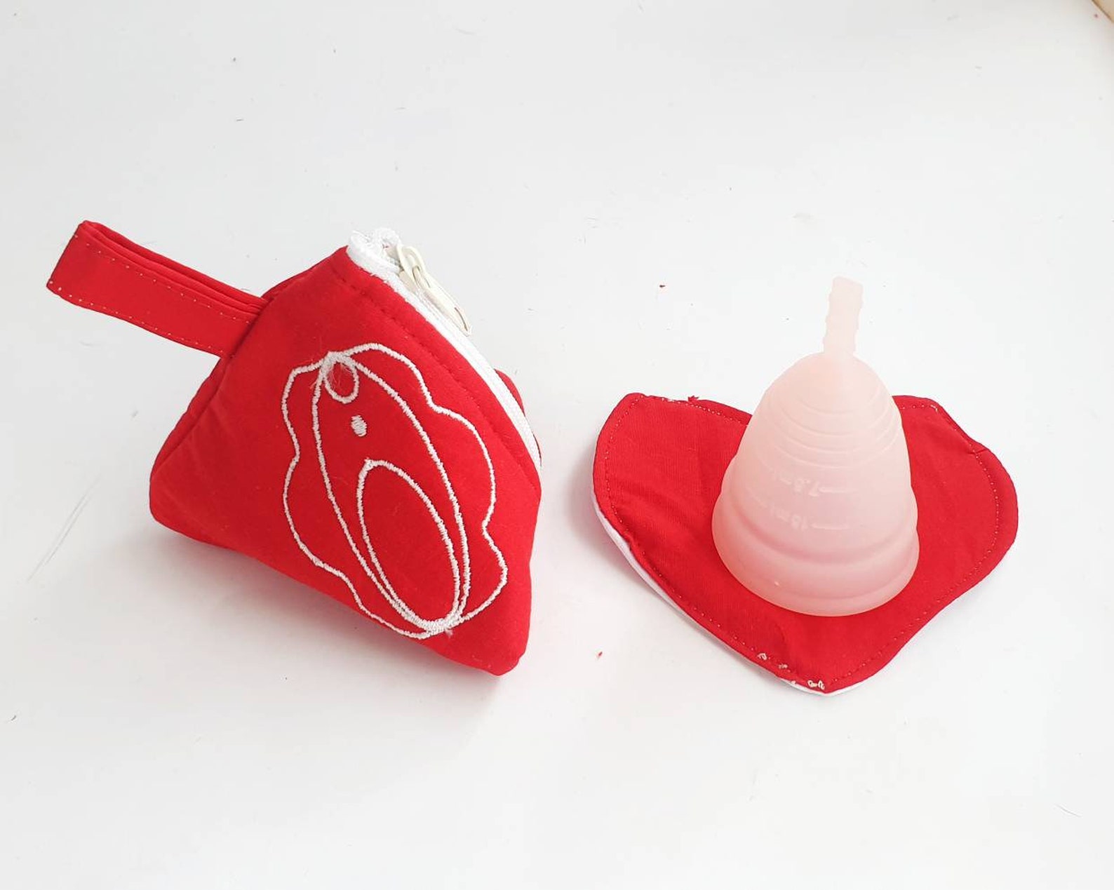 Menstrual cup bag vulva wet bag period cup triangle bag Etsy