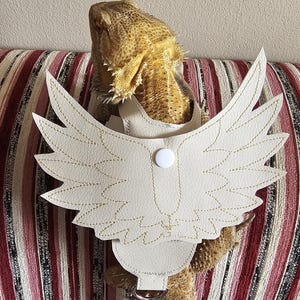 Bearded Dragon Angelic Wings Harness | Fantasy Reptile Costume, Adjustable Lizard Vest | Tracker Vest Reptile