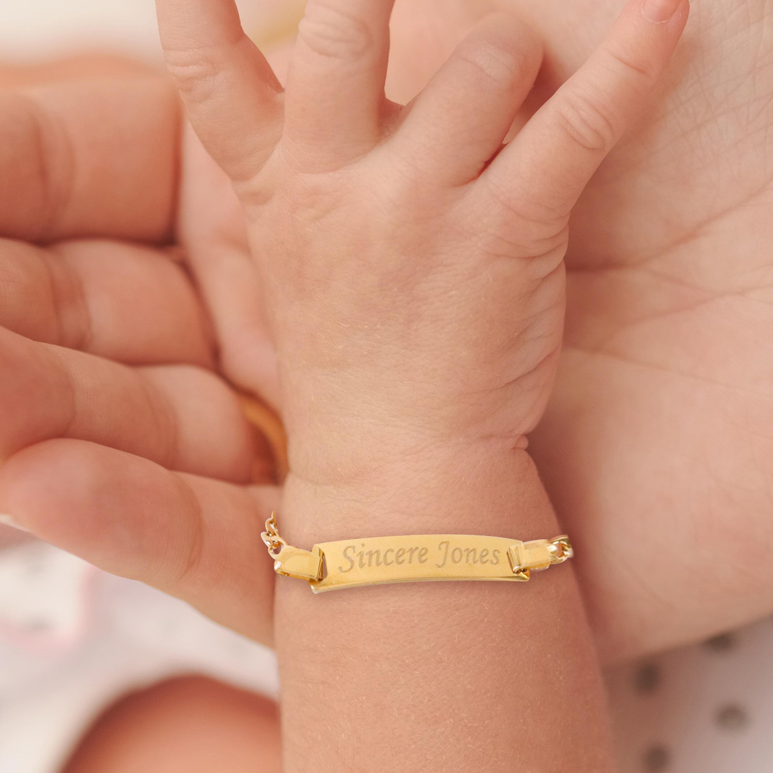 Personalized Gold Baby Bracelet Boy Id Bracelet Bar Bracelet Etsy