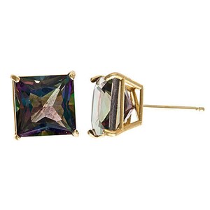 Mystic Topas Ohrstecker 8 mm 14kt Gelbgold