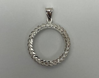 Sterling Silver 925 Coin Holder pendant with diamond cut borders