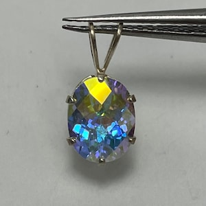 Mystic Topaz Mercury Mist Pendant 9x7mm Sterling Sliver