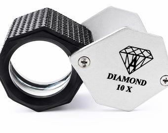 Jeweler's Loupe, 10X Magnifying Glass, Chrome Finish with Leather Case