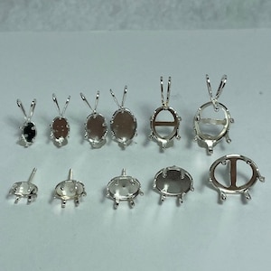 Sterling Silver Snap Oval Earring and Pendant Jewelry findings with backs