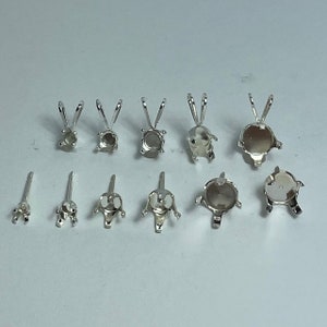 Sterling Silver Snap In Round Earring and Pendant Jewelry findings with backs