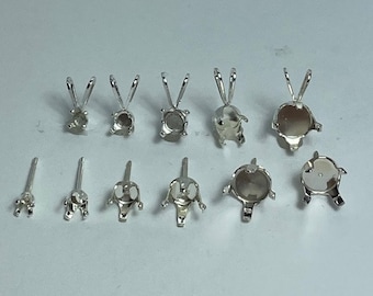 Sterling Silver Snap In Round Earring and Pendant Jewelry findings with backs