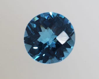 Swiss Blue Topaz Round Checkerboard Cut Loose Gemstone
