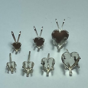 Multi Pack Sterling Silver Snap Heart Shape Earring and Pendant Jewelry findings with backs