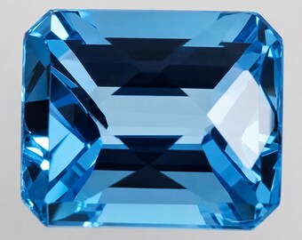 Emerald Cut Swiss Blue Topaz Gemstone Checkerboard
