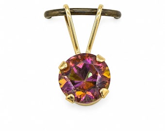 Exotic Ecstasy Mystic Topaz Pendant 14K Yellow Gold 0.66ct 5mm Round Cut