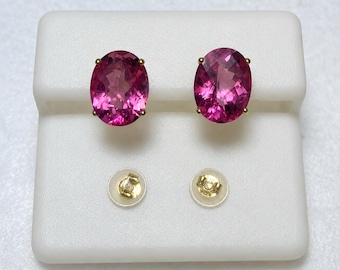 Mystic Pink Topaz Gemstone 14kt Yellow Gold Stud Earring