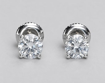 Diamond Stud Earrings 1.10ct 14K White Gold IGI Certified