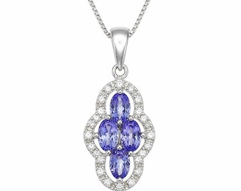 Tanzanite Oval Necklace 5x3mm 1.60ct Total Weight Sterling Silver