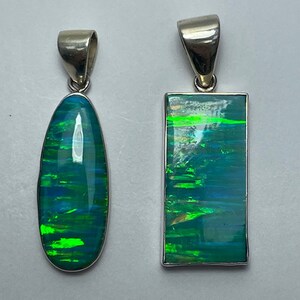 Green Multicolor Opal Sterling Silver Pendants Assorted Shapes