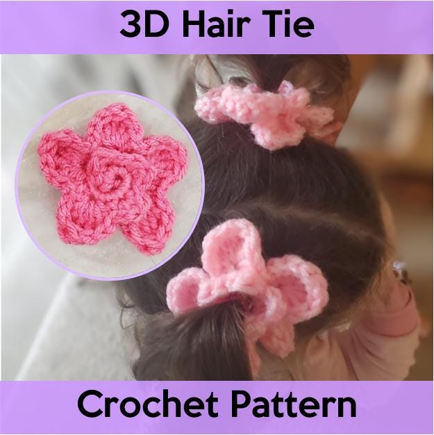 3D Flower Hair Tie Crochet Pattern