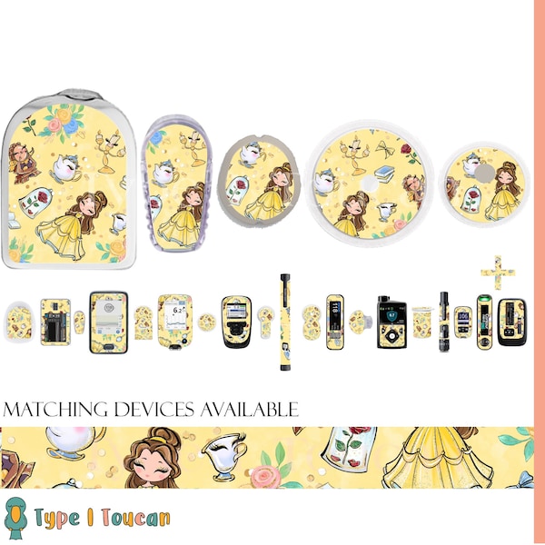 Belle princesse | Stickers diabète | Sticker Dexcom Omnipod Freestyle Libre Tslim Enlite Minimed Sticker contour en vinyle pour pompe Medtronic