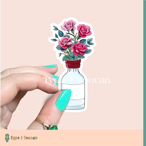 Insulin Roses Sticker, Type 1 Diabetes Sticker, T1D Sticker, Flowers, Diabetes Awareness Sticker, Type 2 Sticker, Diabetic gift