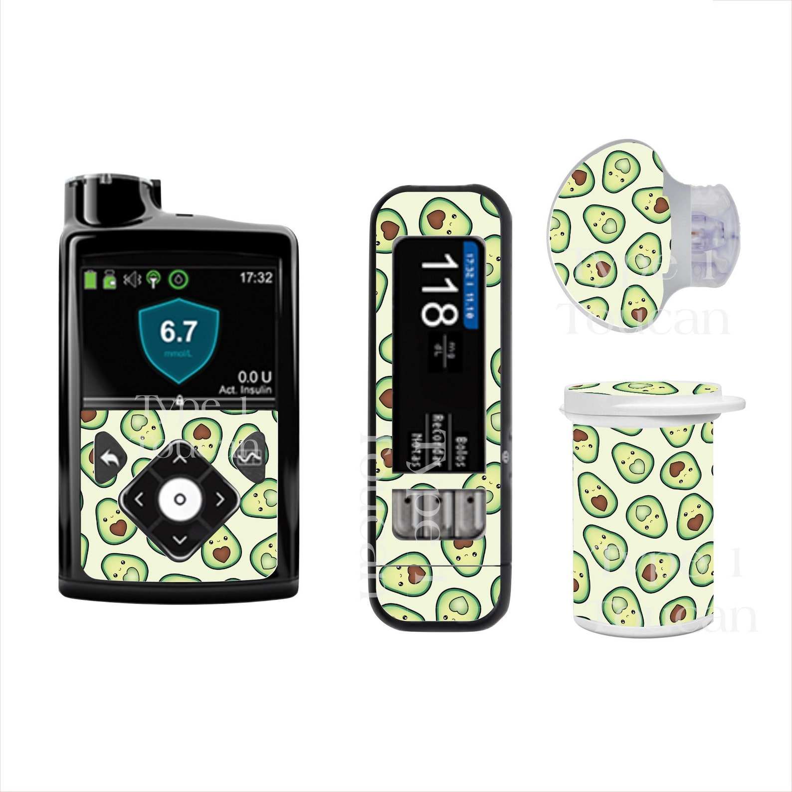 Cute Avocado Diabetes Stickers G6 Omnipod Freestyle Etsy