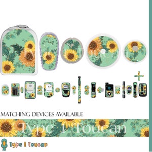 Summer Sunflower | Diabetes Stickers | Dexcom G6 Omnipod Freestyle Libre Tslim Medtronic Enlite Minimed Pump Contour Vinyl Decal Cover