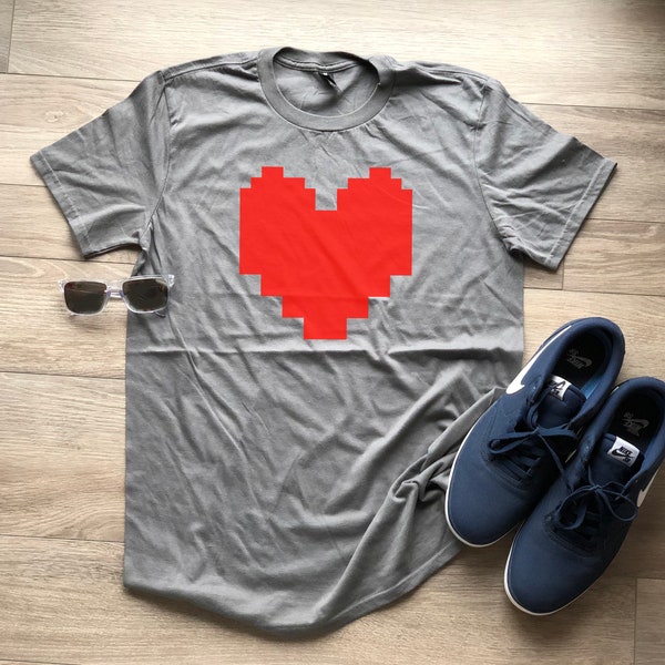 Pixelated Heart Tee - Chara Frisk Asriel Sans Fan Shirts - Character tees