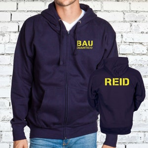 FBI BAU Quantico Behavioral Analysis Unit Criminal Zip Up Hoodie - Customizable - All Sizes and Colors - Adult and Youth Unisex Sizes - YF