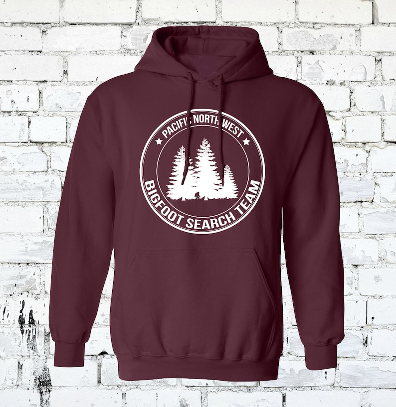 Pacific Northwest Official Bigfoot Search Team Hoodie SASQUATCH Search Team Pullover All Colors and Sizes Adult and Youth image 5