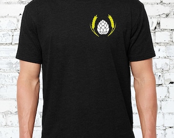 Hops and Wheat Crest Tee - DRINK BEER TEE - Brewery Tee - Unisex Shirt Available in All Colors and Sizes - I.P.A. Beer Gear