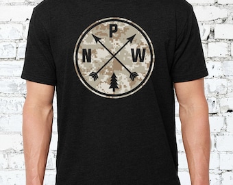 Pacific North West T-Shirt w/Digital CAMO DESIGN - PNW Shirt - Premium Tee - All Youth and Adult Available - Compass Tees!!