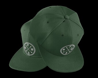 Pacific Northwest Snapback PNW Flat Bill Cap Compass Explore Cap Made  in the Northwest