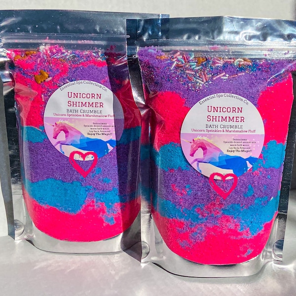 Crumble de baño de unicornio - Bomba de baño en polvo de 16 oz