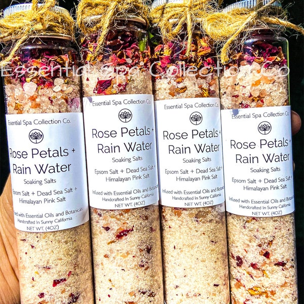 4oz Rose Bath Salt Tube| Bath Salts|Soaking Salts|Natural Bath Soak|Rose Bath Soak|Bridesmaid Gifts|Bridal Shower Favors|Rose Bath Salts