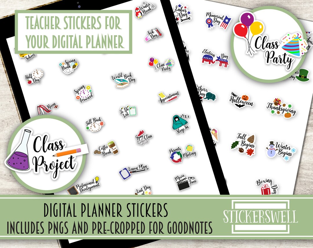 Teacher Digital Planner Stickers, Digital Stickers for Teachers