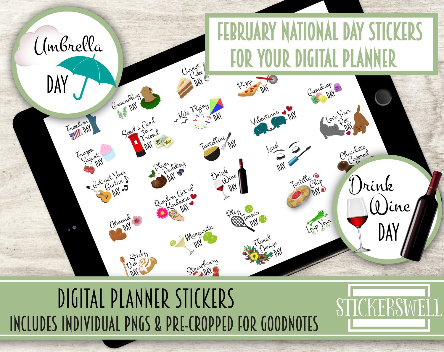 February Monthly Printable Planner Stickers – ATArtDigital
