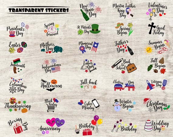 Major Holidays Stickers / Holiday Marker Sticker / Holiday Planner Stickers  / Journal Sticker / Watercolor Planner Sticker / Holiday Journal
