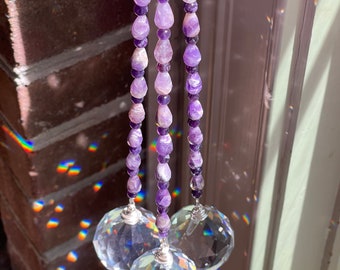 Amethyst Ombre Suncatcher (Large), Ombré Suncatcher, Prism Suncatcher, Rainbow Suncatcher, Crystal Suncatcher, Light Catcher