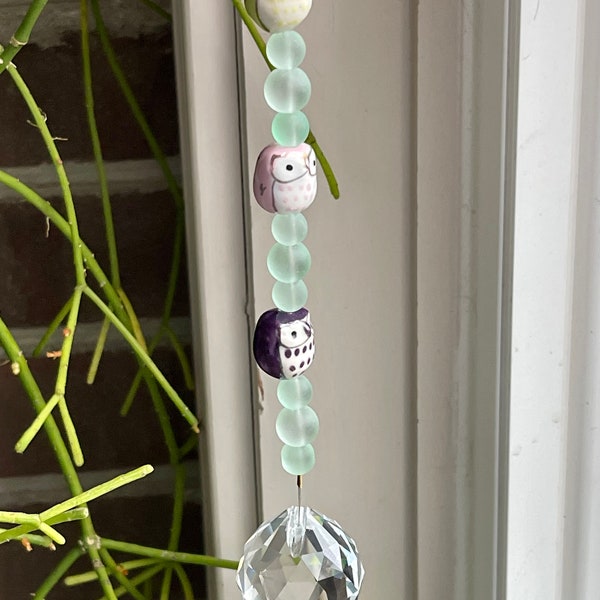 Owl Suncatcher (Pastel, Medium), Suncatcher, Rainbow Maker, Crystal Suncatcher