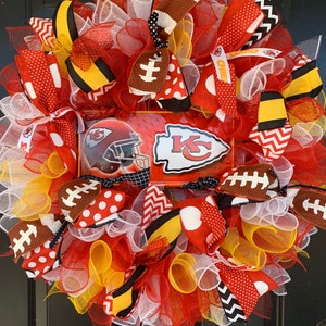 Chiefs wreath, Kansas City Chiefs fan wreath, NFL football wreath,