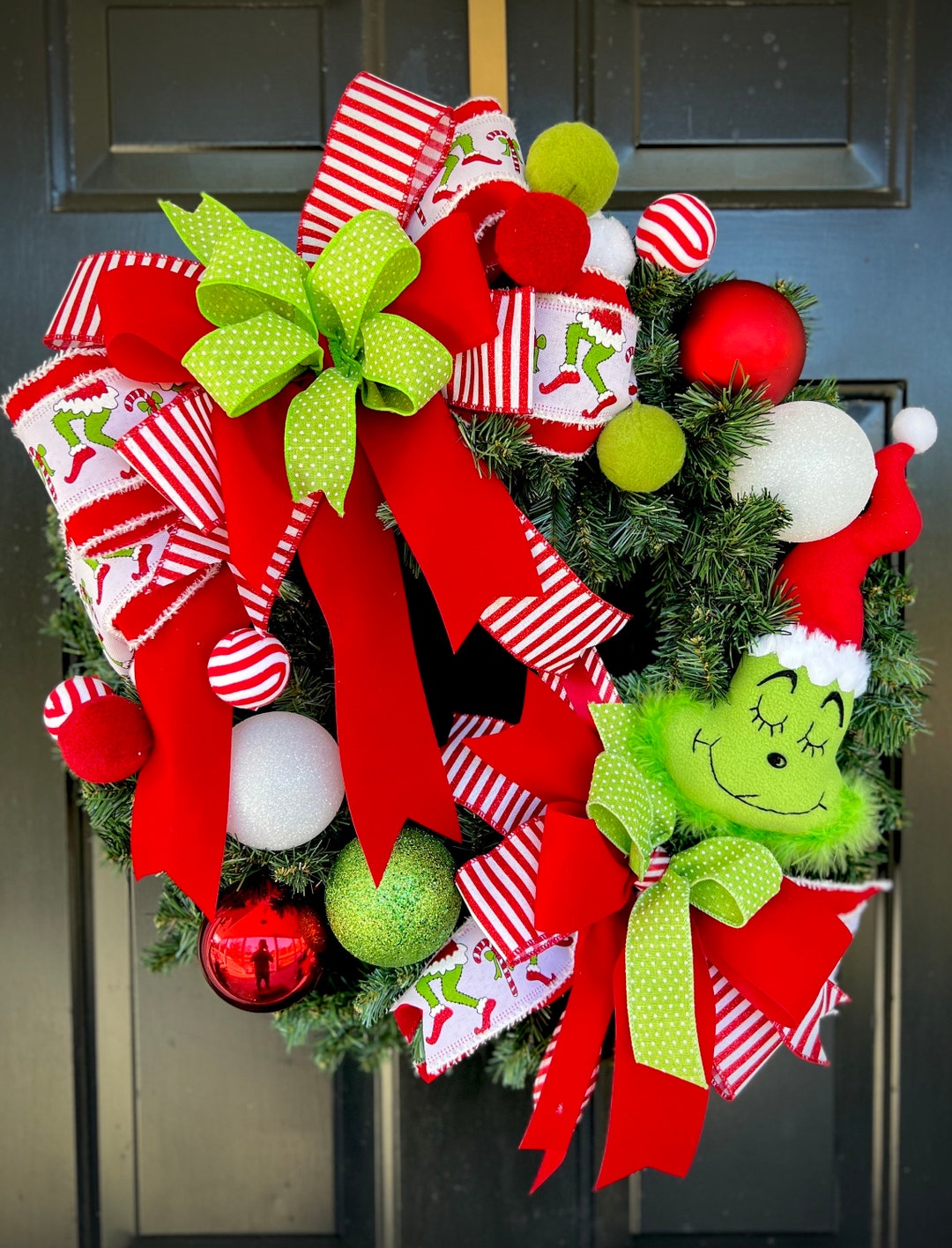 Grinch Wreath Christmas Wreath Merry Grinchmas Holiday Wreath Red