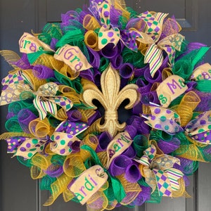 Mardi Gras Wreath Deco Mesh Wreath Fat Tuesday Wreath Ready to ship!!!  Ask about shipping**