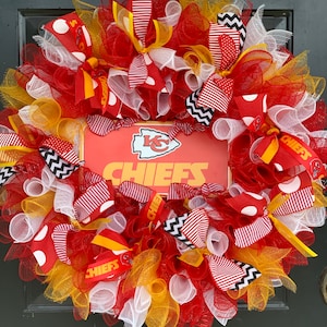 Chiefs wreath, Kansas City Chiefs fan wreath, NFL football wreath,