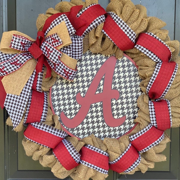 Alabama wreath, Alabama Burlap wreath,  Roll Tide Wreath, Burlap wreath