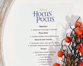 Halloween Movie Menu