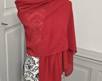 Rectangular stole red muslin wedding accessory Shawl scarf shoulder cover evening dress scarf